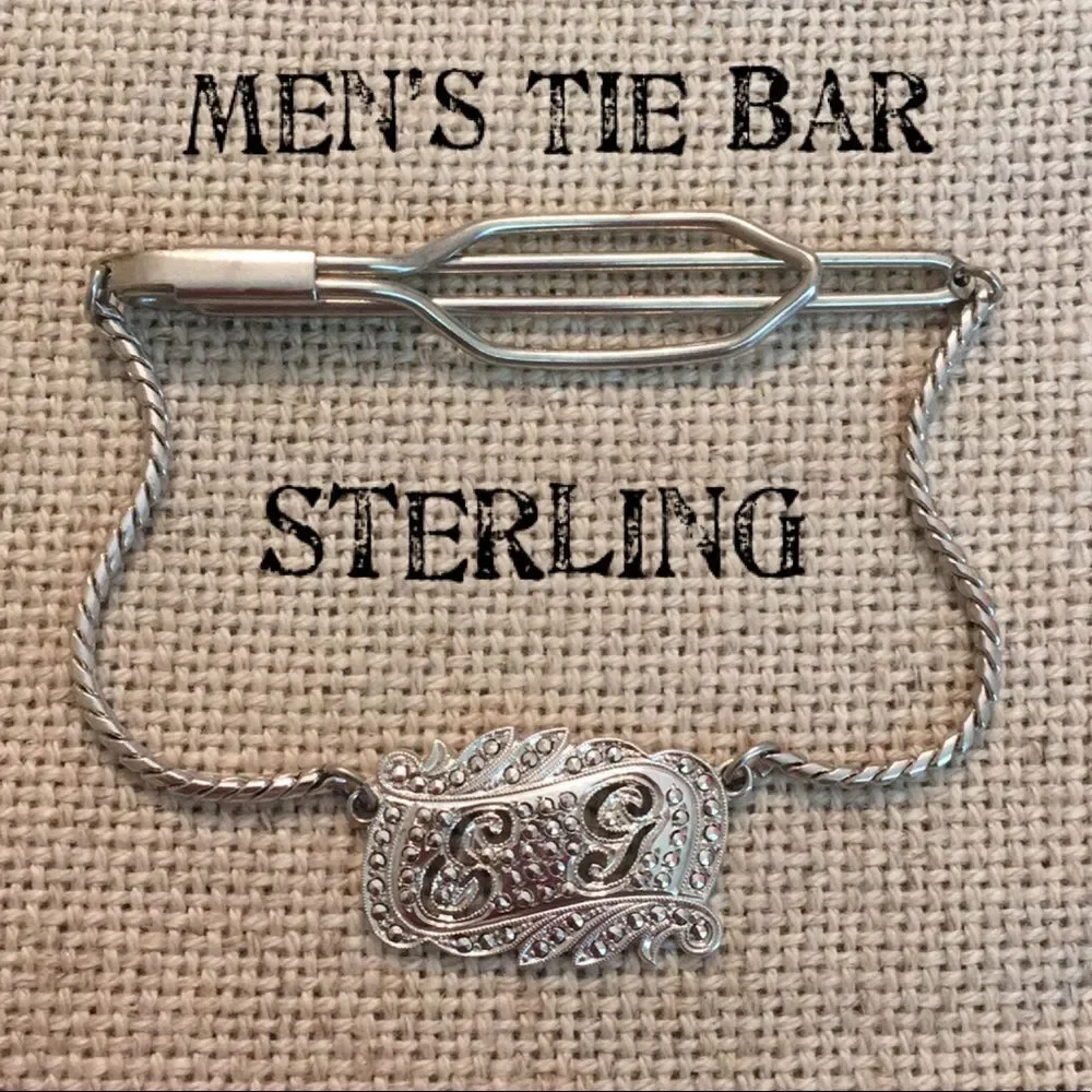 Vintage Men’s Sterling Tie Bar/Clip Initials E & G